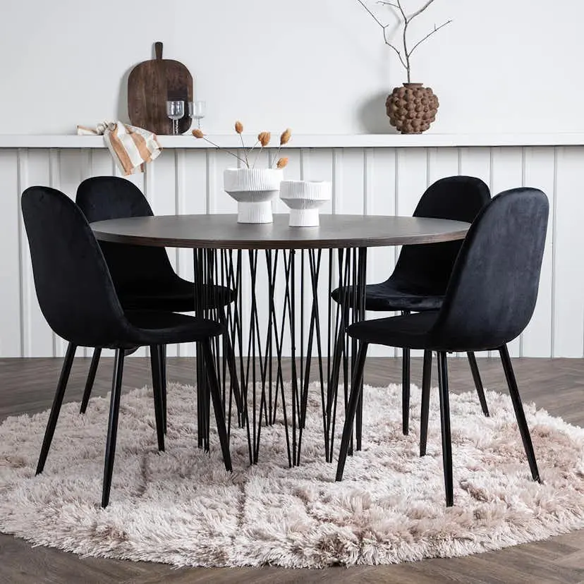 Spisegruppe Venture Home Stone med 4 Polar Stoler Fløyel