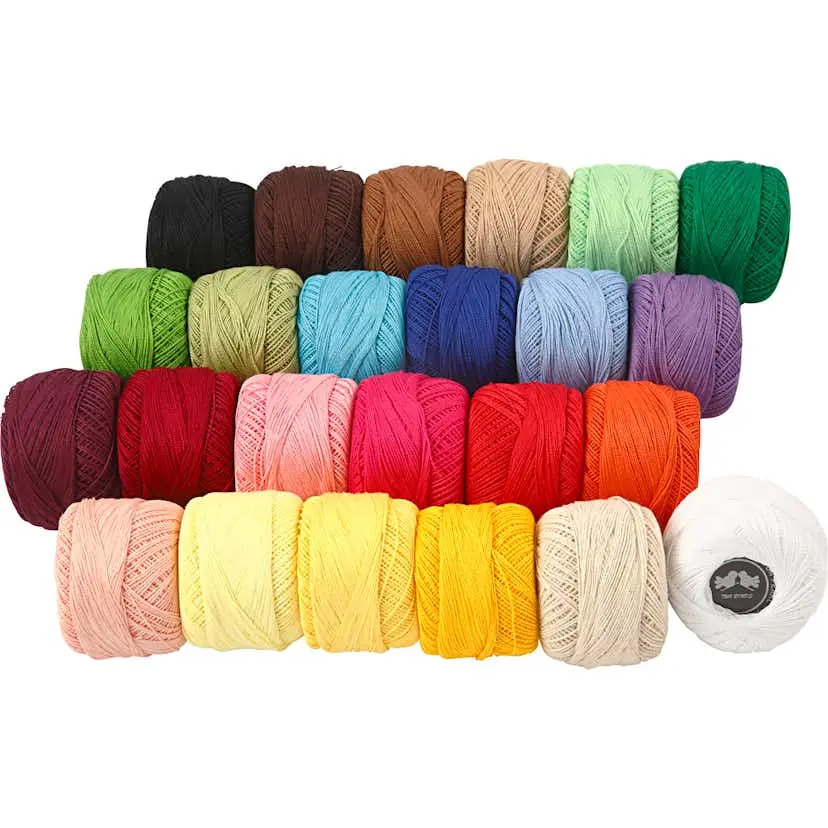 Bomullsgarn Creativ Company Mercerisert Ass Farger 24x20 g/1 Pk