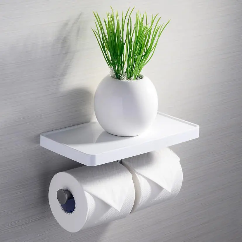 Toalettpapirholder Strand Stainless Kullavik Dubbel Med Hylle KUL-302