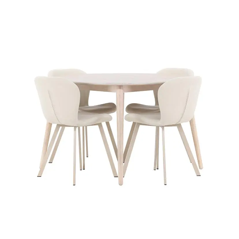 Spisegruppe Venture Home Flora Ø120 cm med 4st Lilja Spisestoler