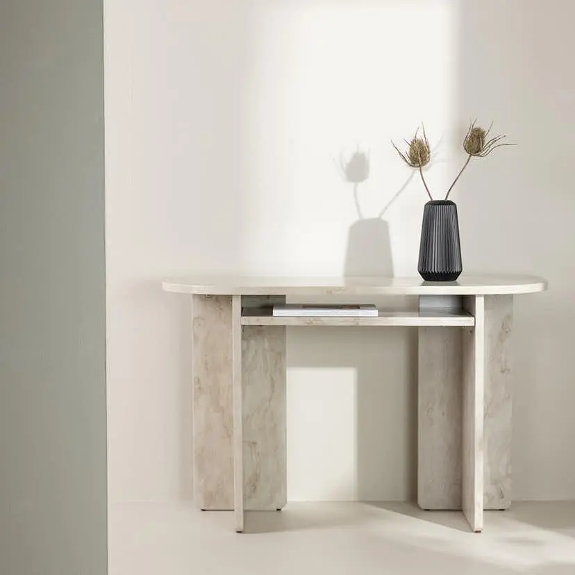 Sidobord Venture Home Ålesund Ovalt Bord med Marmorlook 120cm