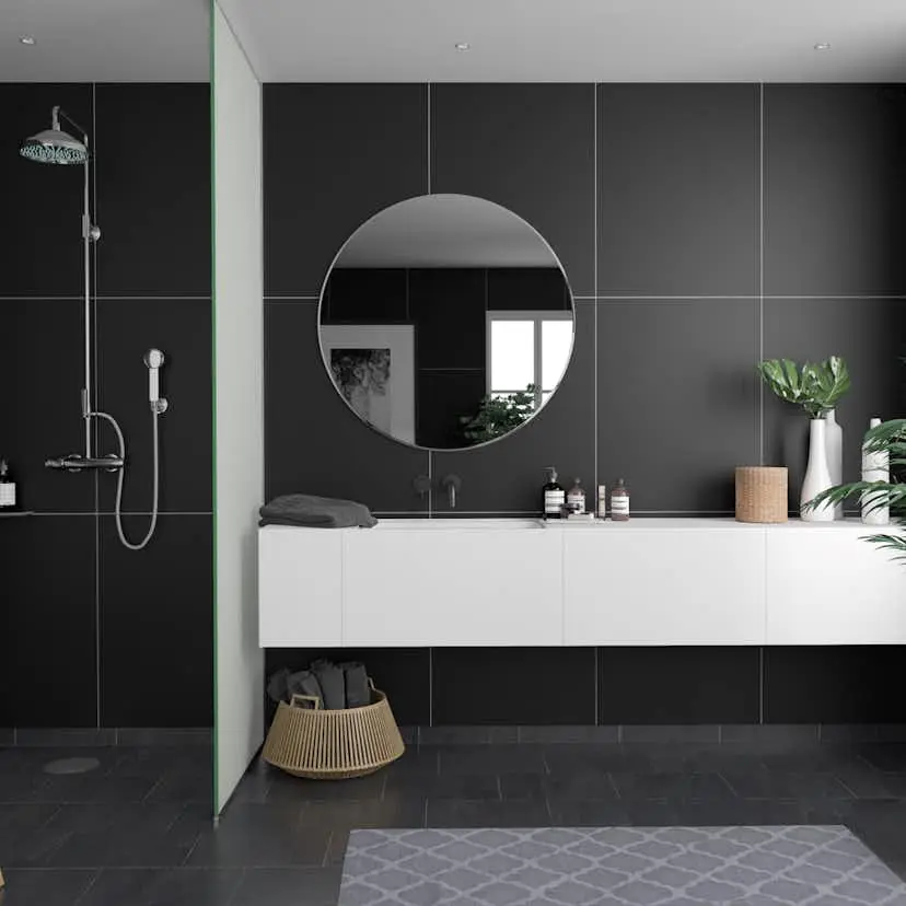 Våtrumsskiva Fibo Black 2024-M6080 S
