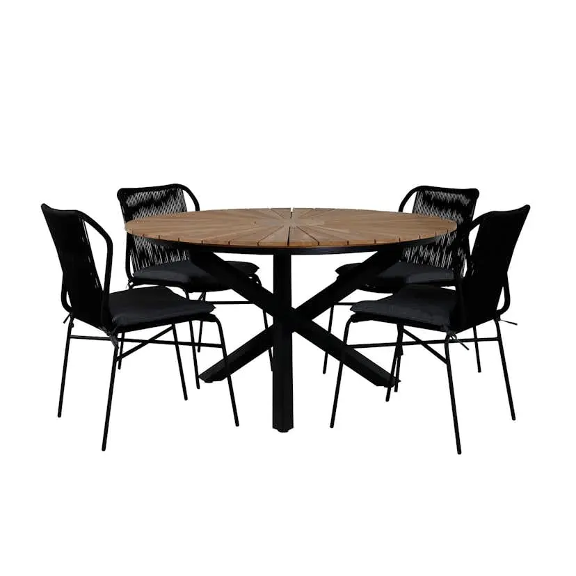 Spisegruppe Venture Home Meya med 4 Jefferson Stablebare Spisestoler