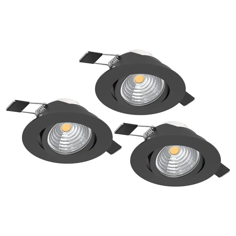 Infälld Lampa Eglo Saliceto 3 st Ø88 mm 2700K Svart
