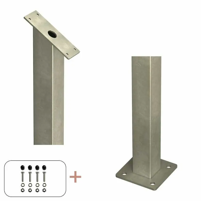 Stålstolpe PLUS med Fot til Trapperekkverk med Bolter 4,5 x 4,5 cm