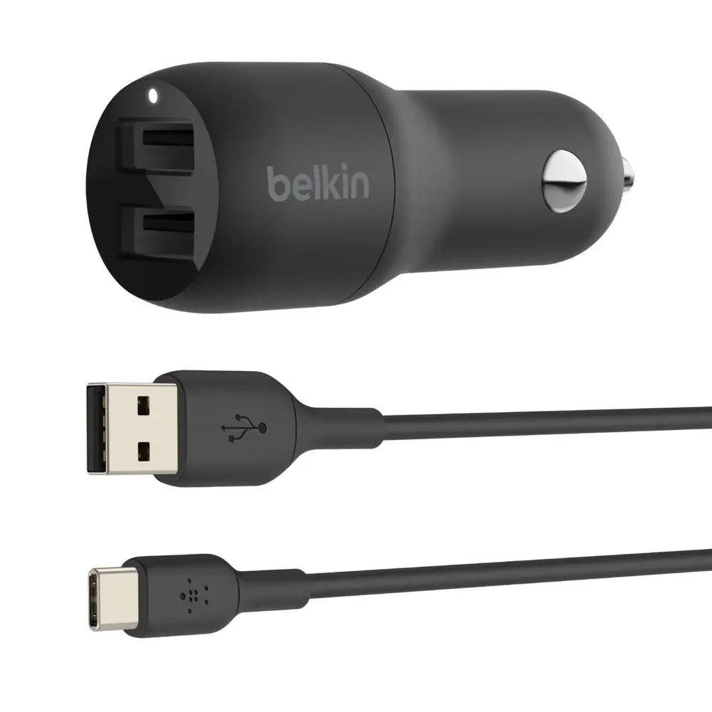 Belkin - BoostCharge Dual Charger bilstrømadapter - USB - 24 watt