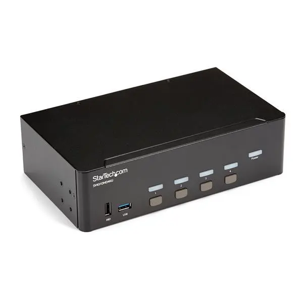 StarTech - StarTech.com 4-Port Dual Monitor HDMI KVM Switch with Audio & USB 3.0 hub - 4K 30Hz - 4 PC Mac Computer KVM Switch Box for HDMI Display (SV431DHD4KU) - KVM / lyd / USB-svitsj - 4 porter
