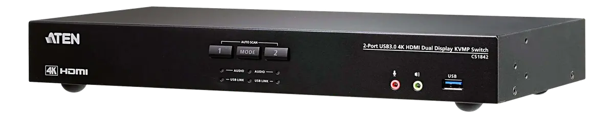 ATEN - CS1842 2-Port USB 3.0 4K HDMI Dual Display KVMP Switch - KVM / lyd / USB-svitsj - 2 porter