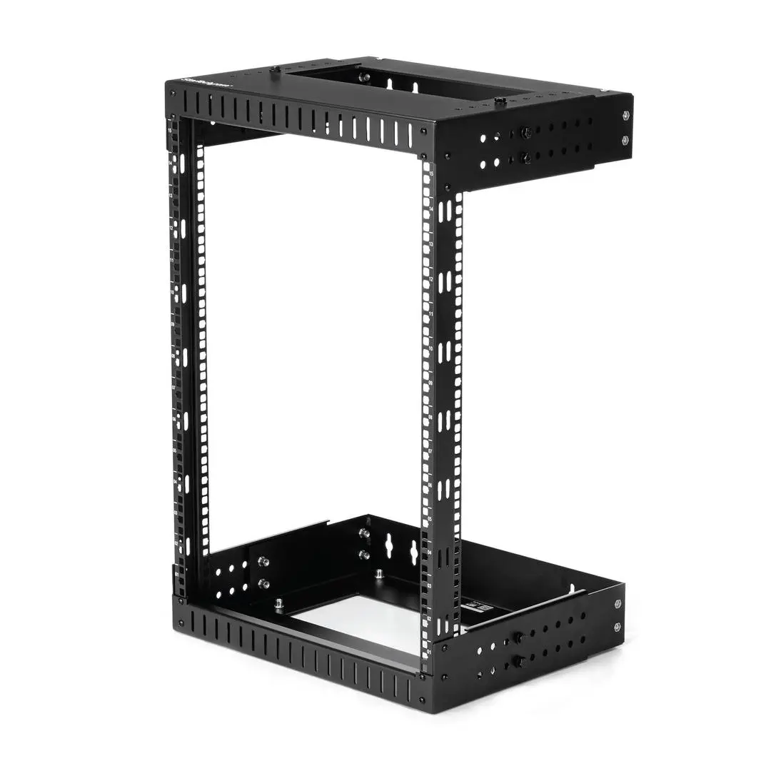 StarTech - 15U 19" Wall Mount Network Rack, Adjustable Depth 12-20" 2 Post Open Frame Server Room Rack for AV/Data/ IT Communication/Computer Equipment/Switch with Cage Nuts & Screws - 15U Adjustable Rack