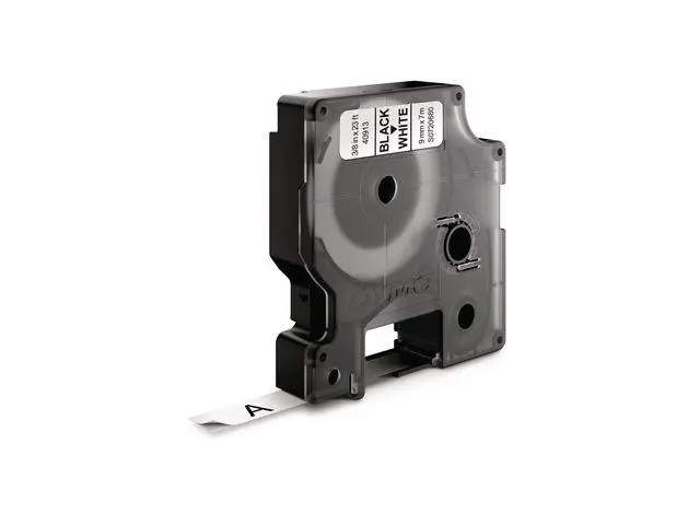 DYMO - LABEL CASSETTE 9MM X 7M BLACK ON WHITE D1 TAPE