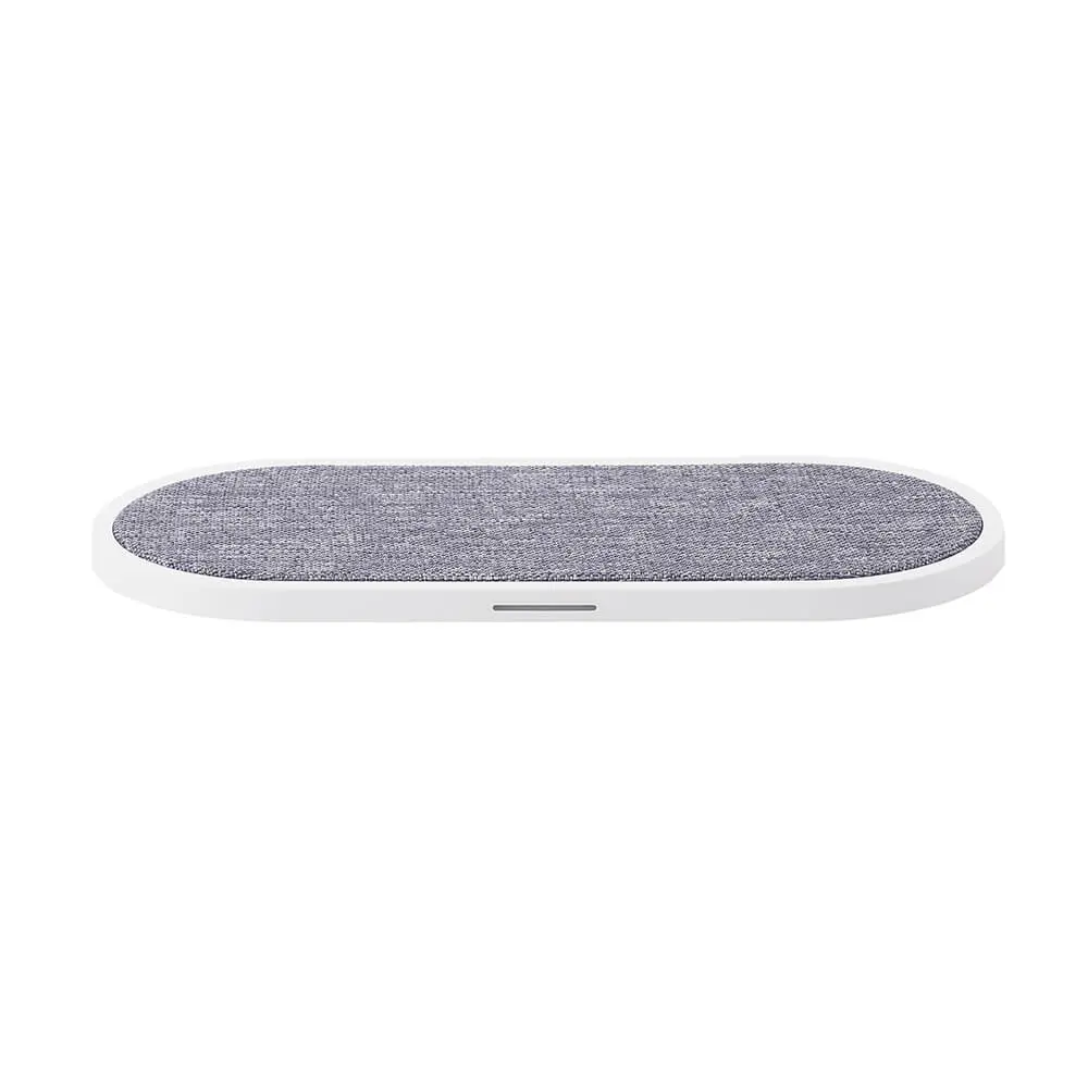 GEAR - Trådløs Dual QI Lader USB-C Tilk. 2x10W Hvit med Grå Tekstil