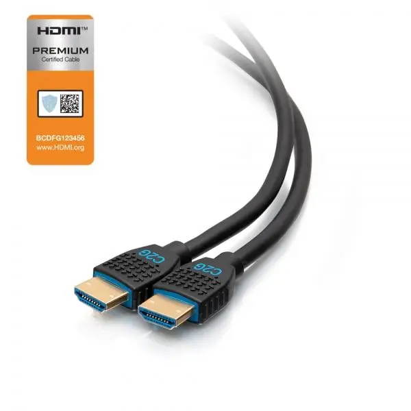 C2G - Premium High-Speed HDMI 2.0 Cable | HDMI - HDMI | Max 3840x2160 60Hz 4:4:4 | Black | 6.1m