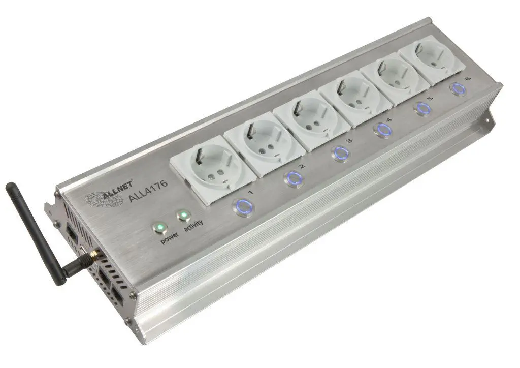 ALLNET - MSR IO Central Switching Power Strip 6-way incl. Meter for Desktop & 19 Mounting ALL4176v3 for IP Building Automation