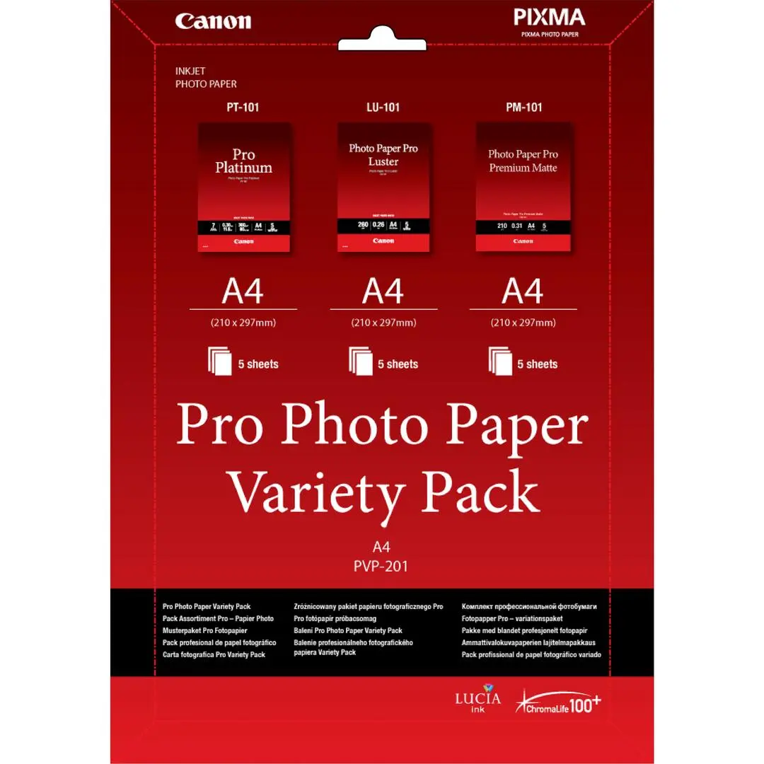 Canon - Pro Variety Pack PVP-201 - fotopapirsett - 15 ark - A4