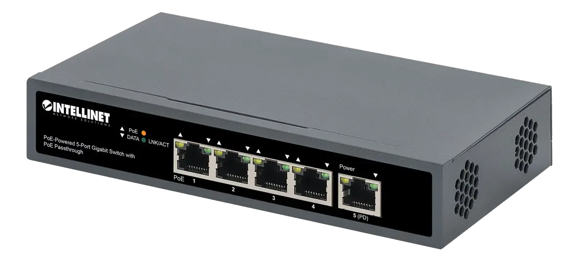 INTELLINET - PoE-Powered 5-Port Gigabit Switch with PoE Passthrough