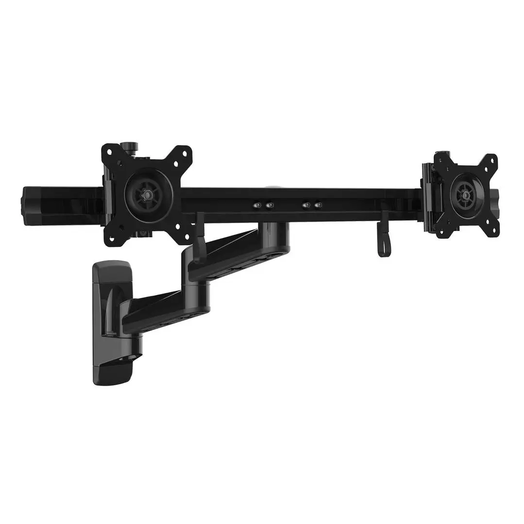 StarTech - Wall Mount Dual Monitor Arm, Articulating Ergonomic VESA Wall Mount for 2x 24" Displays, Synchronized Adjustable Crossbar, Tilt/Swivel/Rotate, Double Screen Mount Bracket - Multi Monitor Wall Mount (A