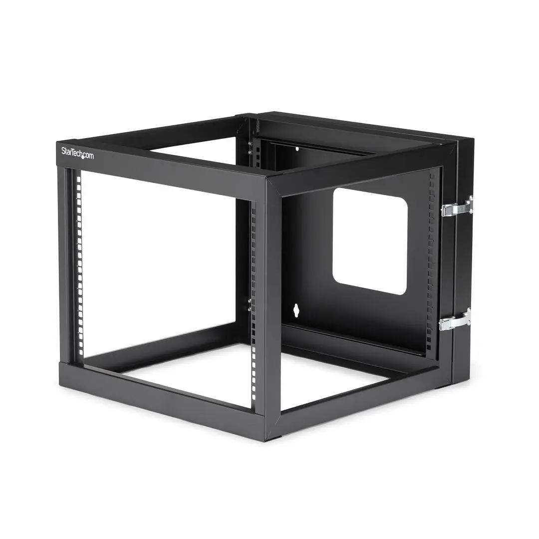 StarTech - "8U Hinged Open Frame Wall Mount Network Rack - 4-Post 22"" Depth Swing Out Computer Equipment Rack - 140lbs capacity (RK819WALLOH)" - rack - 8U