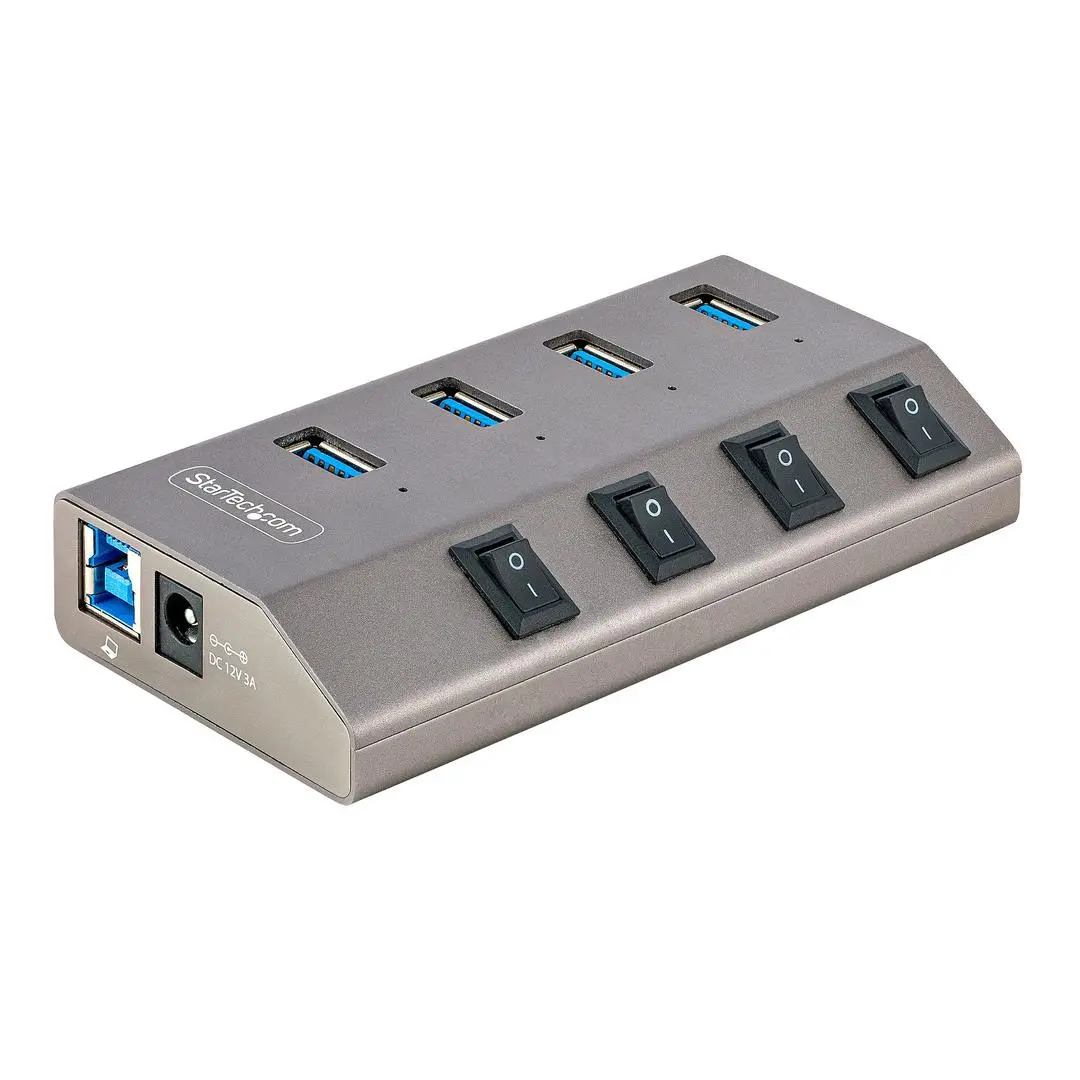 StarTech - 4-Port Self-Powered USB-C Hub with Individual On/Off Switches, USB 3.0 5Gbps Expansion Hub w/Power Supply, Desktop/Laptop USB-C to USB-A Hub, 4x BC 1.2 (1.5A), USB Type C Hub - USB-C/A Host Cables (5G