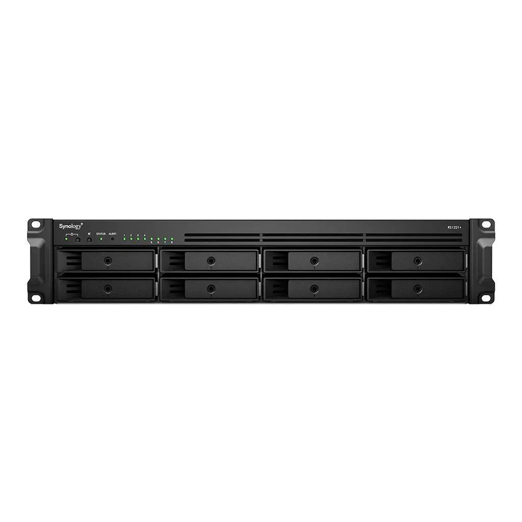SYNOLOGY - RackStation RS1221+ - NAS server - 8 bays - rack-mountable - SATA 6Gb/s - RAID RAID 0, 1, 5, 6, 10, JBOD - RAM 4 GB - Gigabit Ethernet - iSCSI support - 2U