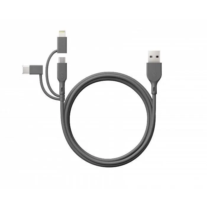 GP - Essential USB-C & Micro-USB & Apple Lightning (MFi) to USB-A 3-in-1 Cable, CY1N, 1m