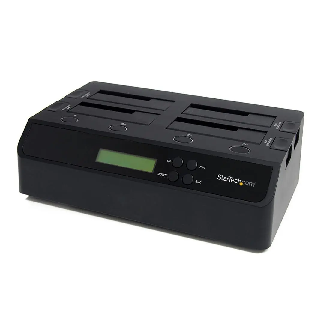StarTech - 4 Bay USB 3.0/ eSATA Hard Drive Duplicator Dock for 2.5" & 3.5" SATA/ IDE SSD HDD - Standalone 1:3 Copier Docking Station (SATDOCK4U3RE)