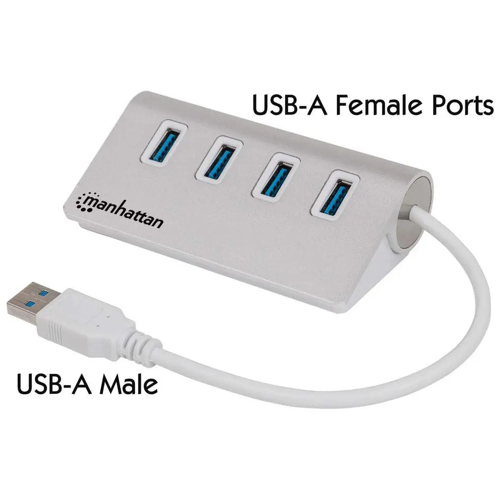 Manhattan - MH USB Hub, USB 3.0, Bus Power, Aluminium, Black, 4 Ports, B