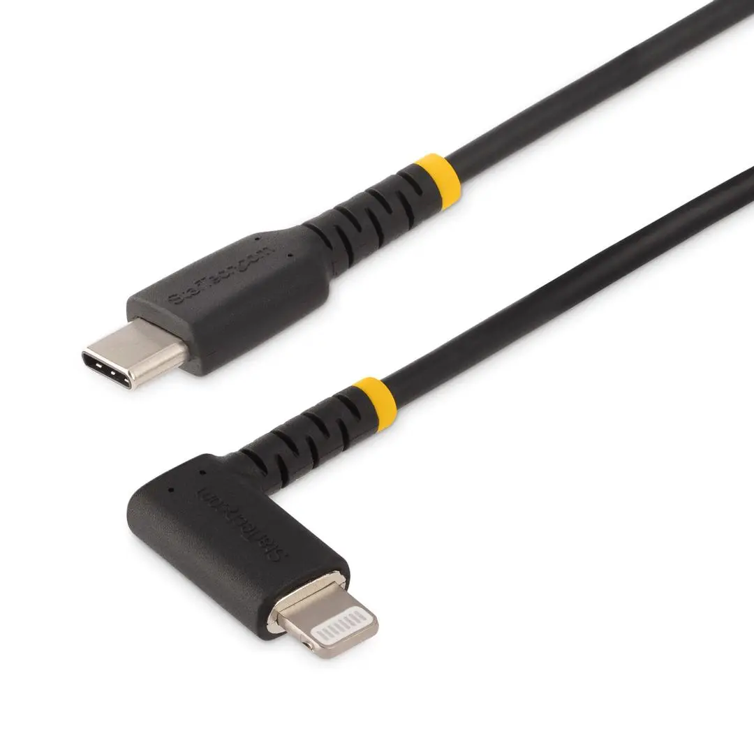 StarTech - 3ft (1m) Durable USB-C to Lightning Cable - Right-Angled Heavy Duty Aramid Fiber USB Type-C to Lightning Charging/Sync Cord - Apple MFi Certified - Rugged iPhone Lightning Cable - Lightning-kabel - 1