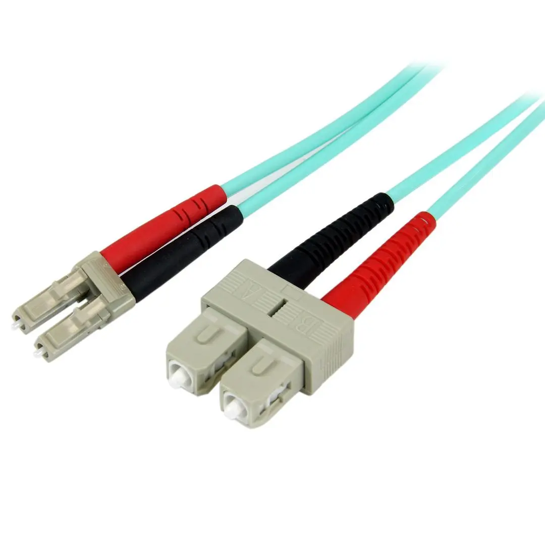 STARTECH - 1m 3ft LC/UPC to SC/UPC OM3multimode Fiber Optic Cable Full Duplex 50/125um Zipcord Fiber Cable 100G LSZH Fiber Patch C
