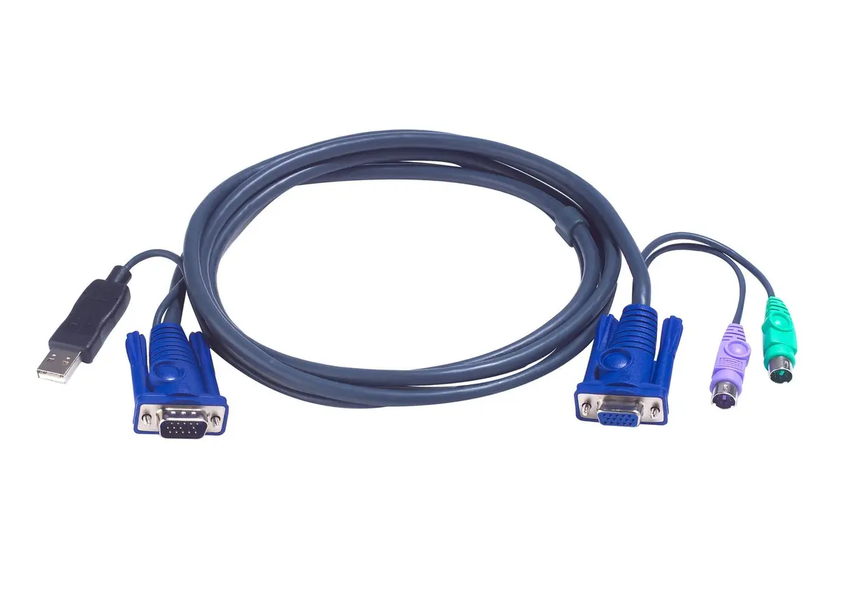 ATEN - KVM-kablage, HD15 ha & USB A ha till HD15 ho & 2xPS/2 ha, 1,8m