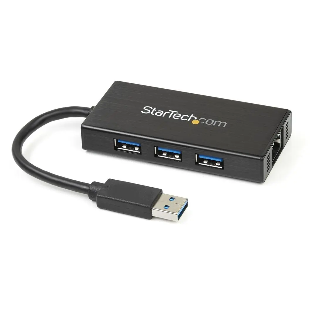 StarTech - USB 3.0 Hub with Gigabit Ethernet Adapter - 3 Port - NIC - USB Network / LAN Adapter - Windows & Mac Compatible (ST3300GU3B) - hub - 3 porter