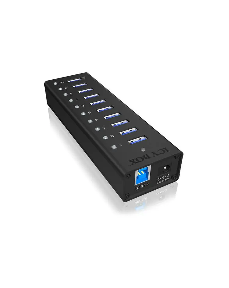 ICY BOX - IcyBox 10 x Port USB 3.0 Hub with USB charge port, Black