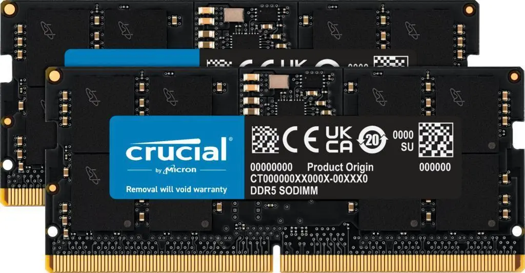 Crucial - 32GB DDR5 (2x16GB) 5600MHz SODIMM CL46-45-45, 1.1V