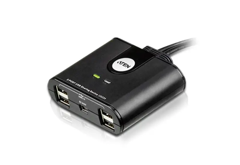 ATEN - US224 manuell USB 2.0-switch, 2 datorer till 4 enheter, 1,8m, sva