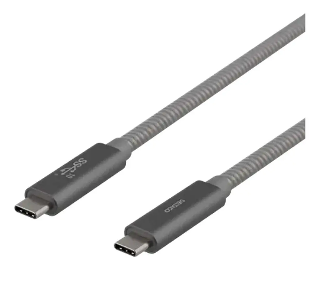 DELTACO - USBC 3.1 GEN2 10Gbps/5A/E-marker 1m SPACE GREY