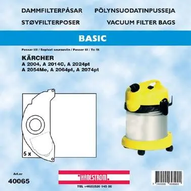 HANESTRÖM - Dammsugarpåsar Hanestrom Kärcher WD4