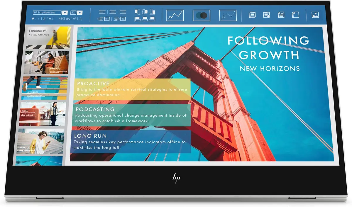 HP - E14 G4 14inch IPS FHD Portable Monitor 16:9 400cd/m2 5ms GtG 2x USB Type-C with DisplayPort 1.2 Alt mode Silver 3/3/0