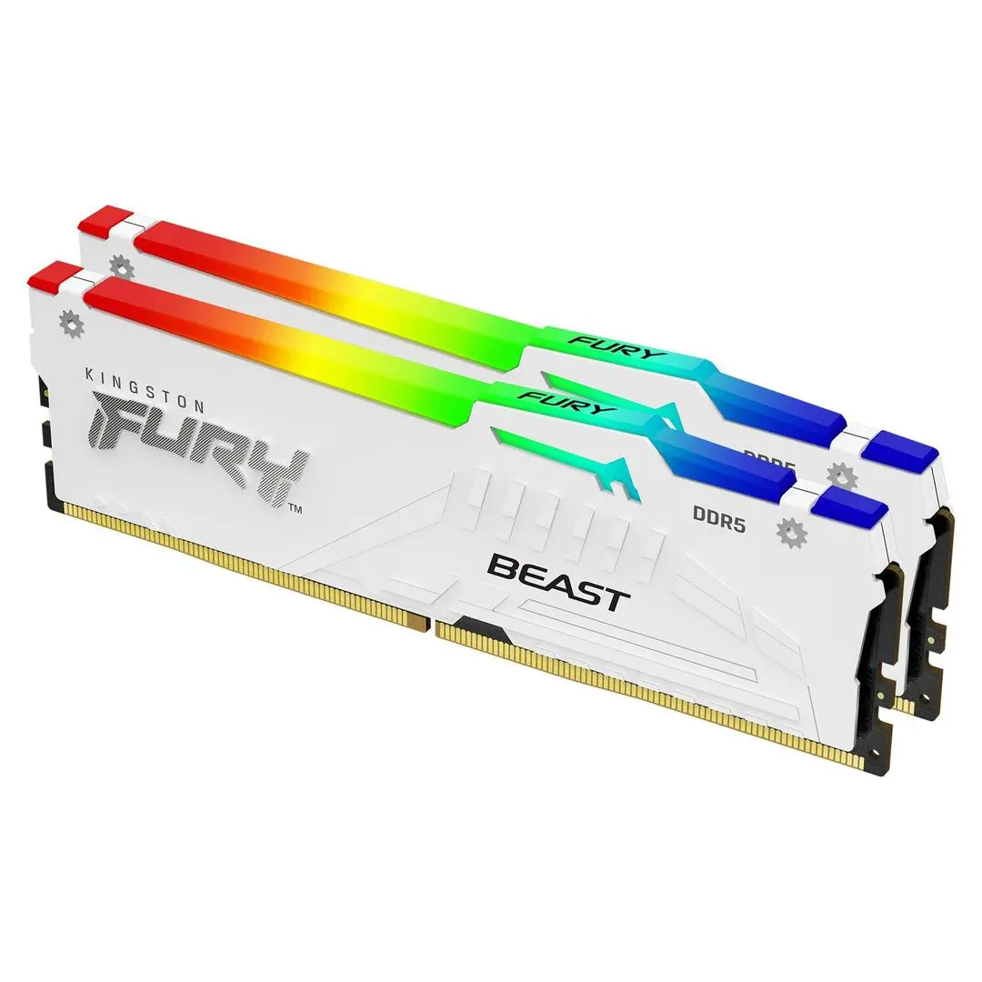 KINGSTON - 32GB 6400MT/s DDR5 CL32 DIMM (Kit of 2) FURY Beast White RGB