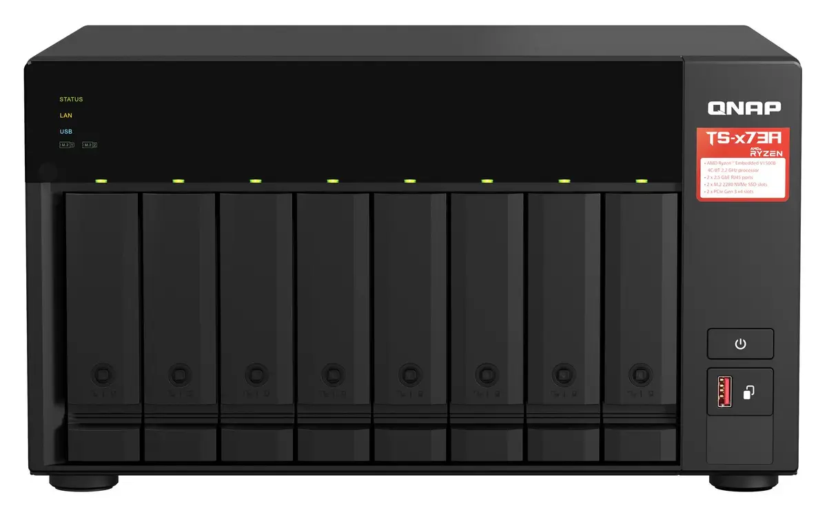 QNAP - TS-873A-8G 8 BAY 2.2GHZ 4C/8T 8GB DDR4 2X 2.5GBE OPT 10GBE EXP EXT