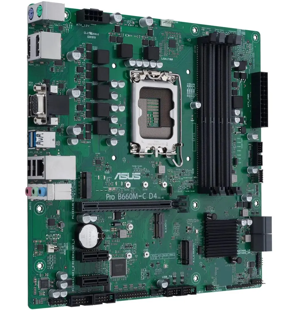 ASUS - PRO B660M-C D4-CSM LGA1700 4xDIMM DDR4 TPM 4xSATA 2xM.2 1xHDMI 1xVGA 2xDP MB