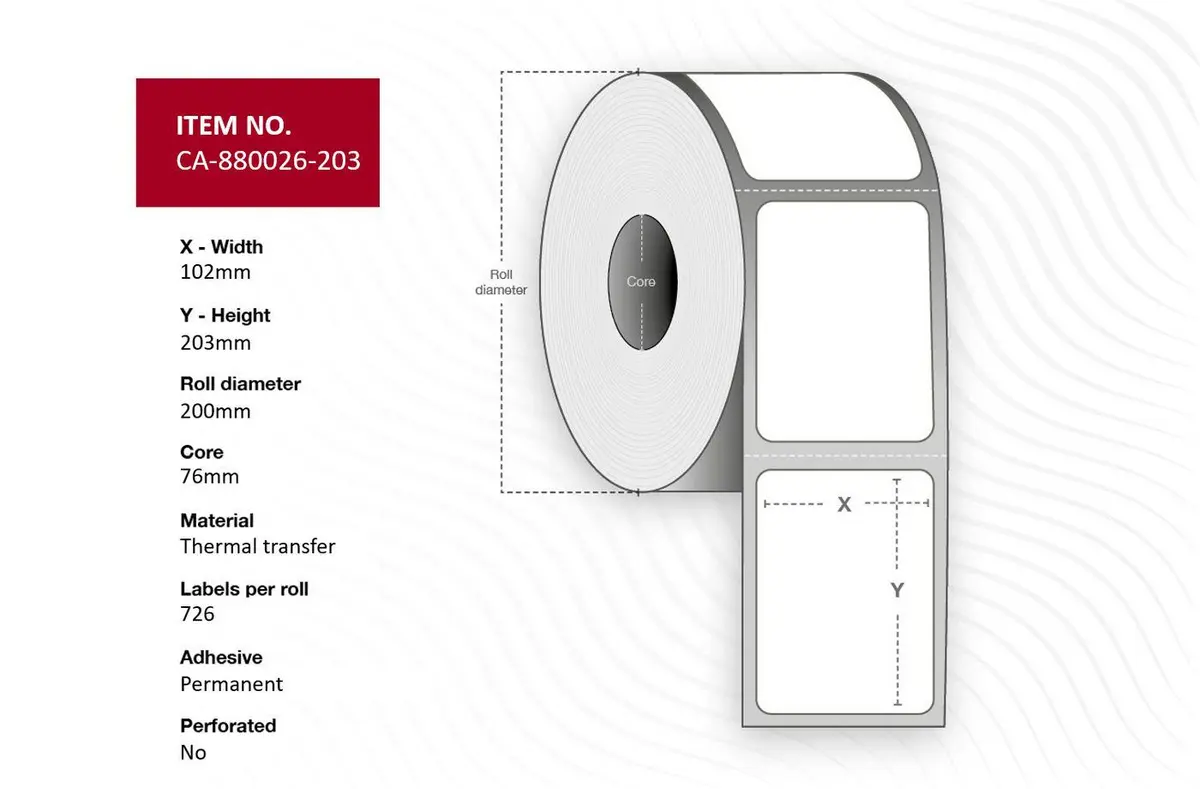 Capture - Label 102 x 203mm, Core 76mm,