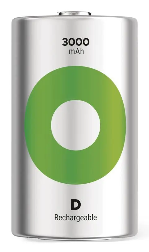 GP - ReCyko Rechargeable Battery, Size D, 3000 mAh, 2-pack