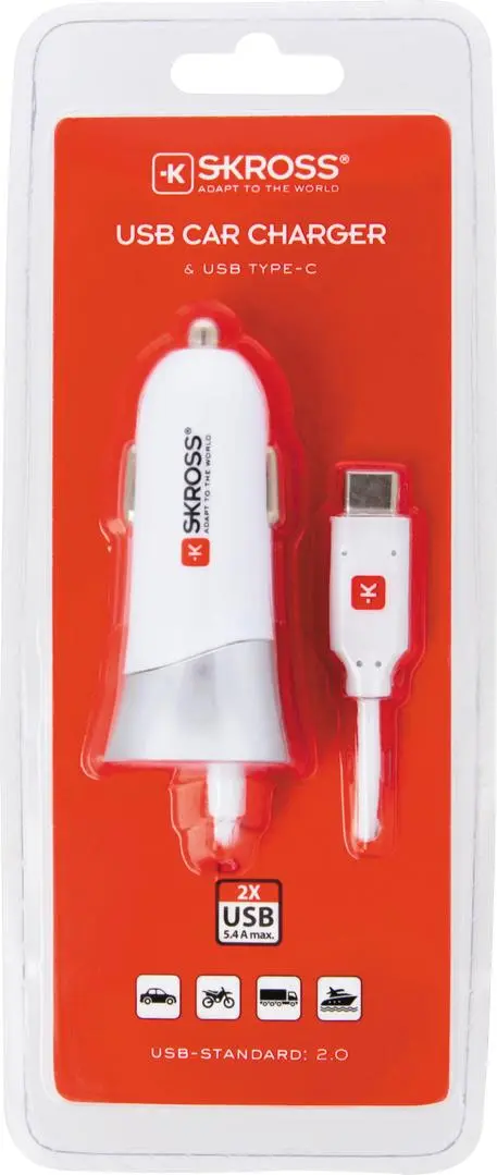 SKROSS - USB billader med Type- C-kabel (2.0)