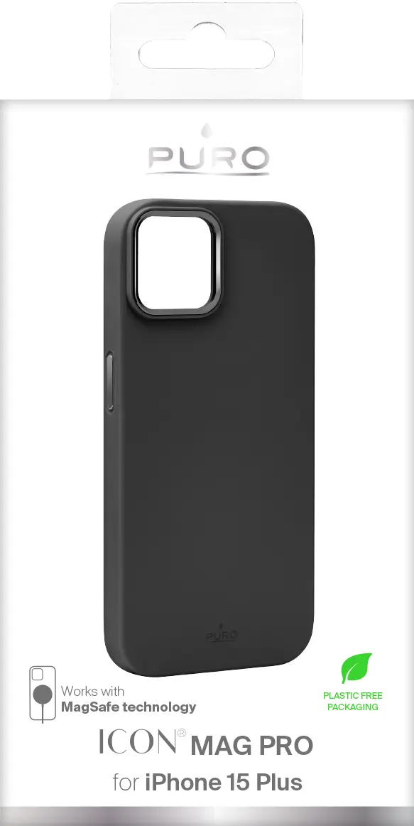 PURO - iPhone 15 Plus silicone cover ICON MAG PRO, black