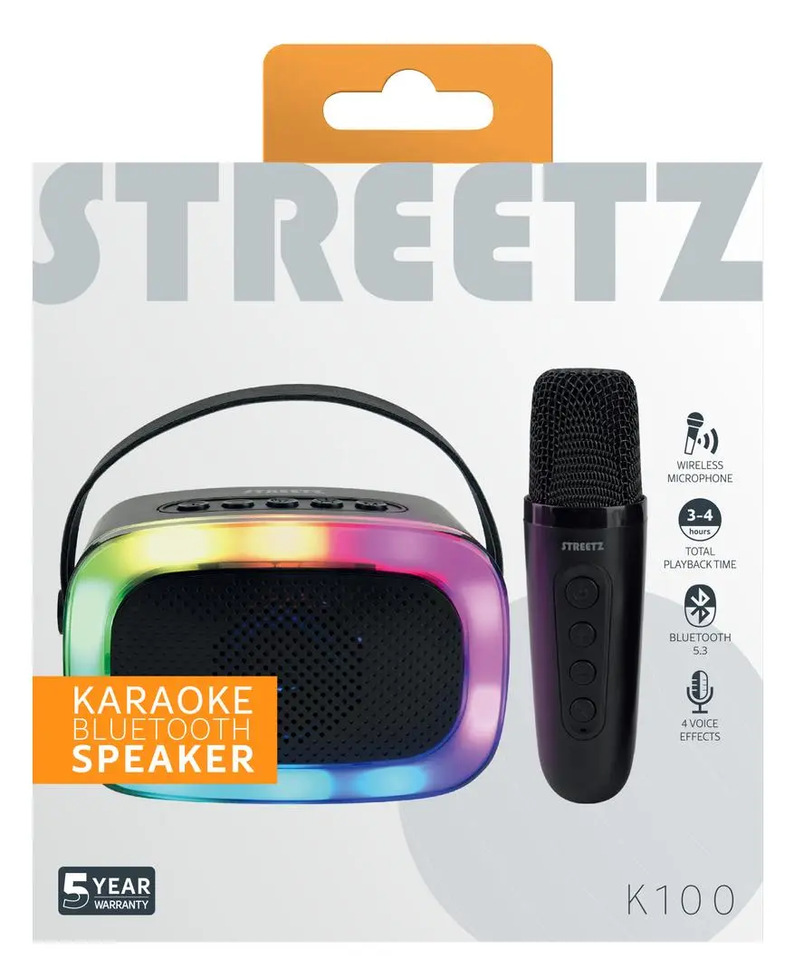 STREETZ - K100 Karaoke Speaker with microphone, 5W, black