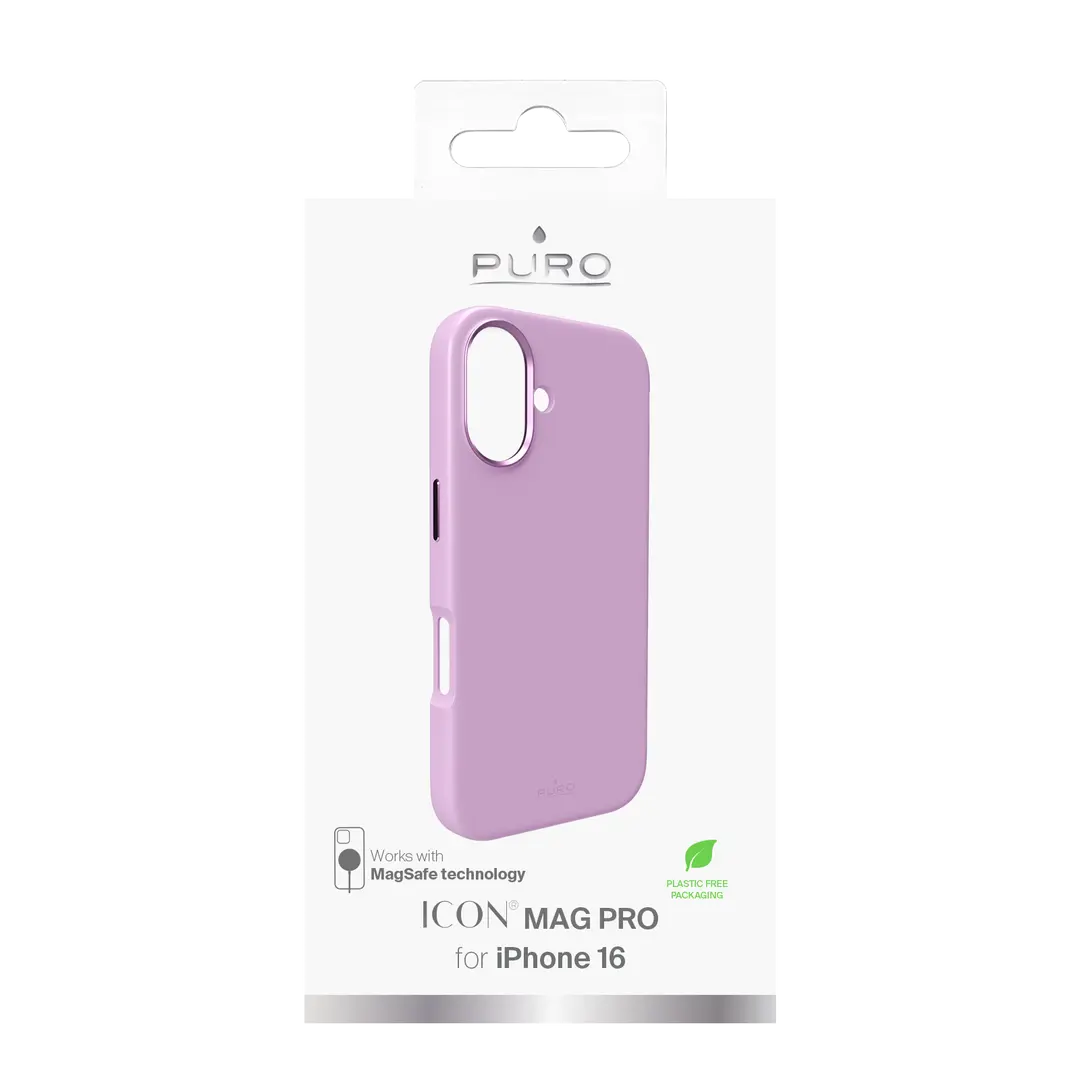 PURO - iPhone 16 silicone cover ICON MAG PRO, pink