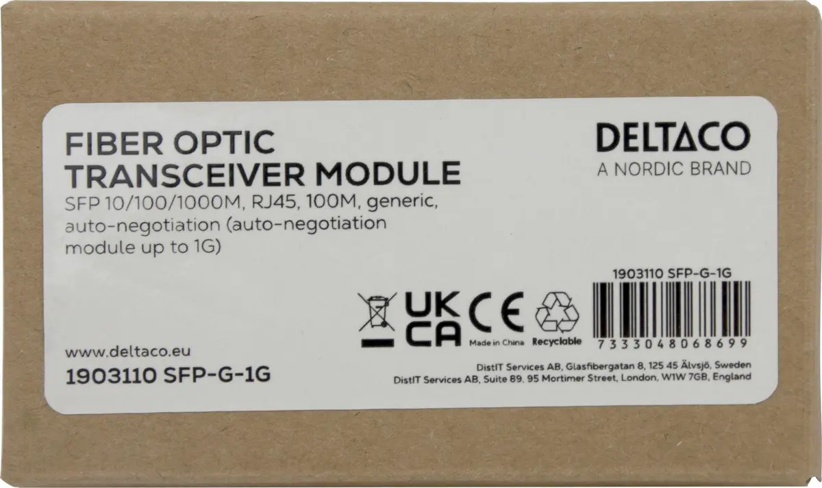DELTACO - SFP 10/100/1000M, RJ45, 100M, Generic