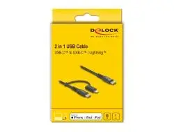DELOCK - USB Cable 2in1 USB-C - USB-C Lightning iPhone/iPad MFi60W 1m