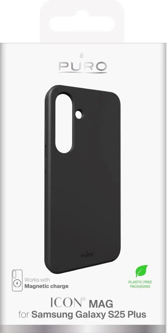 PURO - Samsung Galaxy S25+ silicone cover ICON MAG, magnets, black