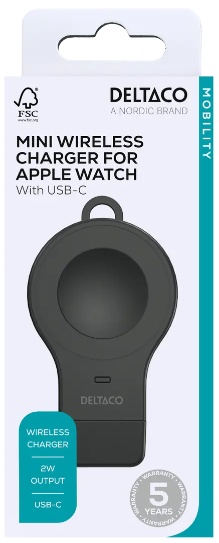 DELTACO - Apple Watch mini charger, USB-C