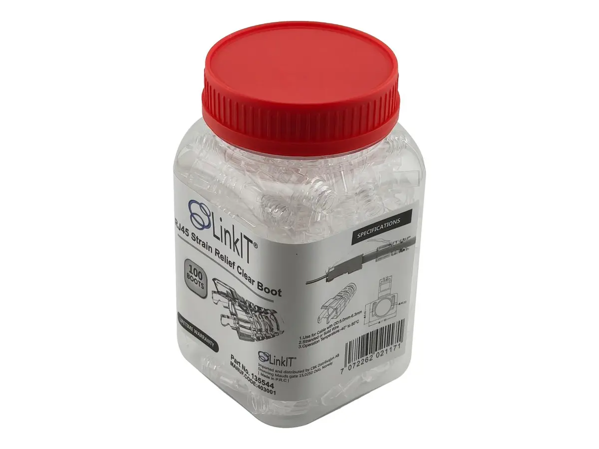 LinkIT - RJ45 Clear Strain relief boot 100 pcs